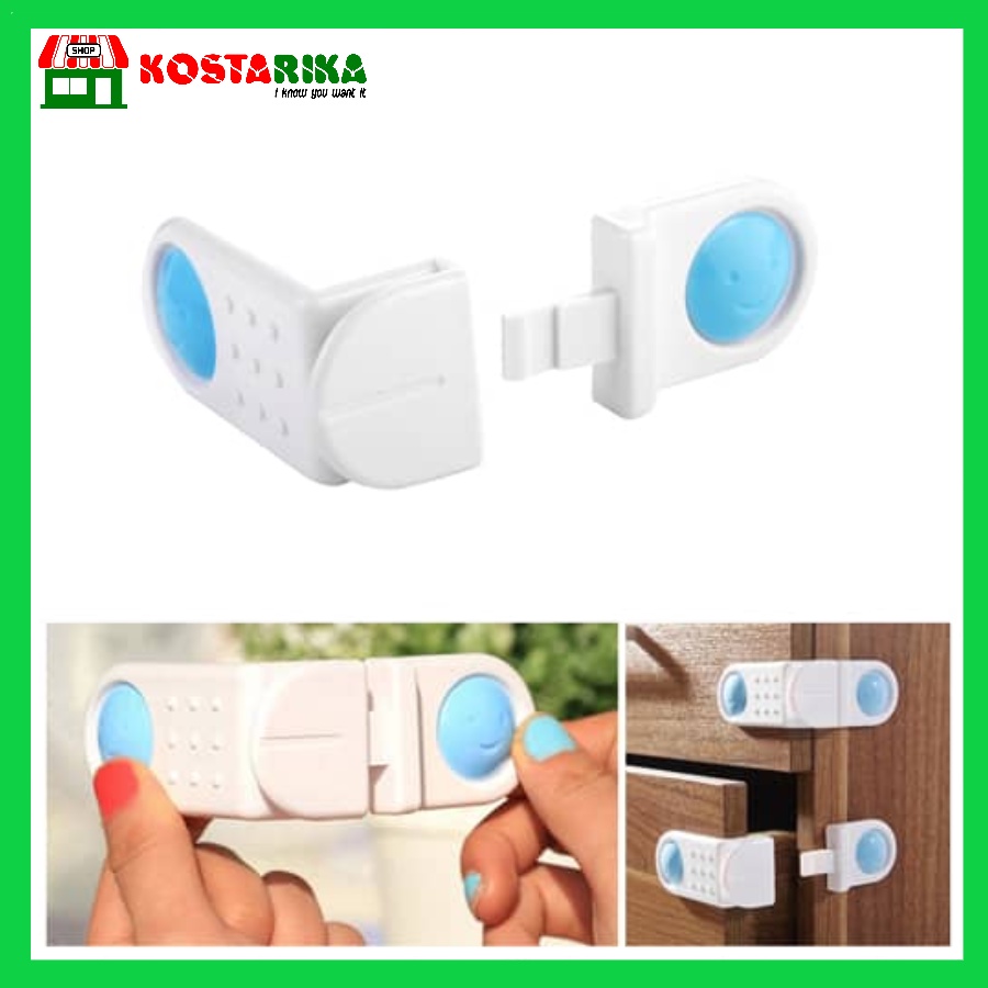 Kostarika Baby Safety Lock Drawer Alat Pengaman Laci Lemari Isi 2 Pcs