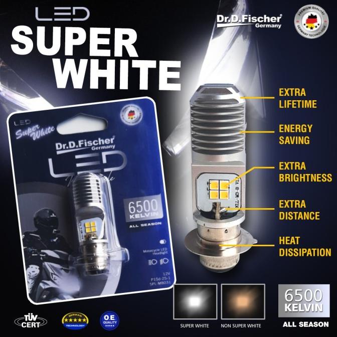 Lampu Motor Beat LED 6500Kelvin All Season Germany Dr.D.Fischer rod14 Murah