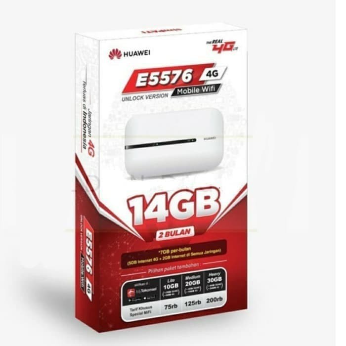 Mifi Modem Wifi 4G All Operator Huawei E5576 Free Telkomsel Kuota 14GB