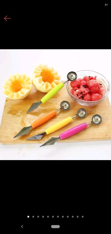 Nm716 Pisau Ukir Hias Buah Bulat 2 Sisi / Stainless Steel Fruits Carve Knife