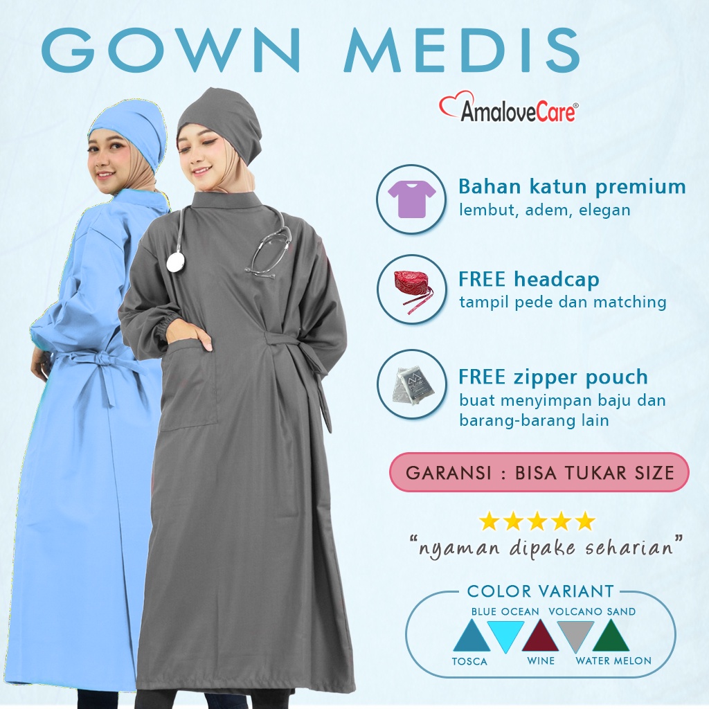 Baju bedah operasi Surgical Gown APD Medis / Goun Ok  dokter dan perawat bahan katun toyobo