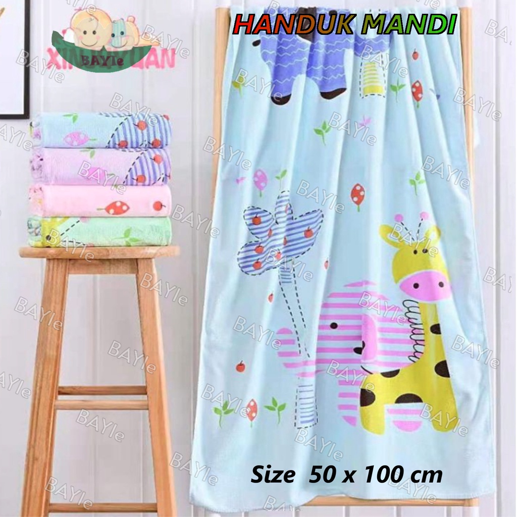 BAYIe - Handuk Bayi/Anak ukuran 100 x 50 cm Microfiber PREMIUM Quality/Baby Towel/Handuk mandi bayi