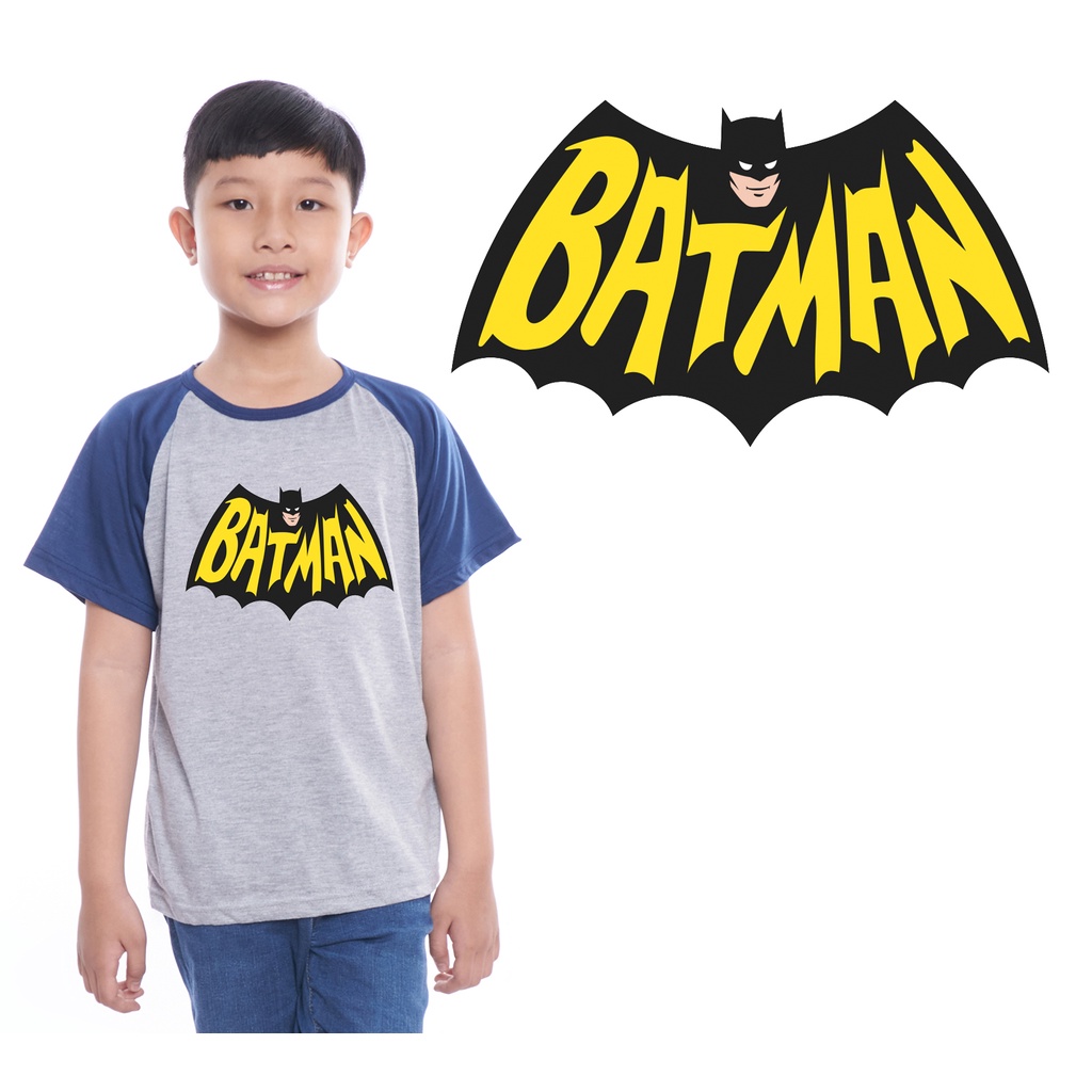 Kaos Raglan Anak Gambar Batman Lengan Pendek