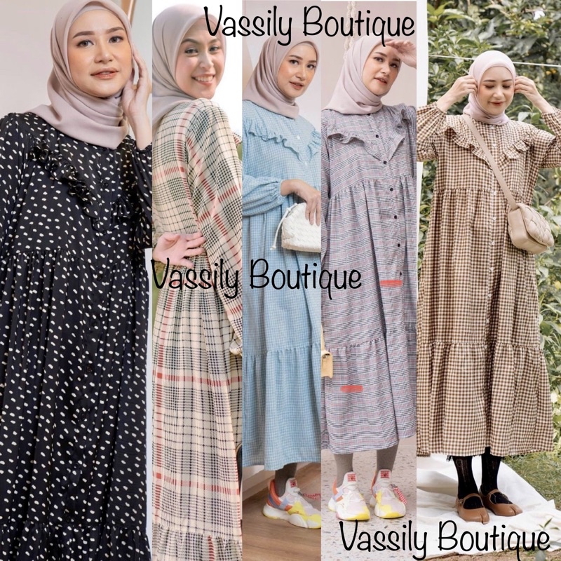Hayya Gingham Black, Plaid Black Red, Houndstooth Khaki, Reva, Plaid Ocean, Salwa Pink Blue, Red by 