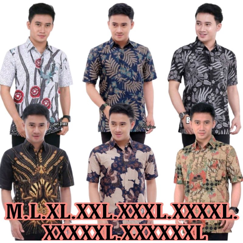 M, L, XL, XXL, XXXL, HEM KEMEJA BATIK PRIA LENGAN PENDEK TERVIRAL JUMBO BATIK ORIGINAL