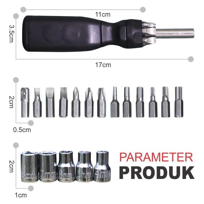 Obeng Set 19 in 1 Bagasi Screwdriver Assorted Tools Life Assistant 19in1 screw driver baut sekrup