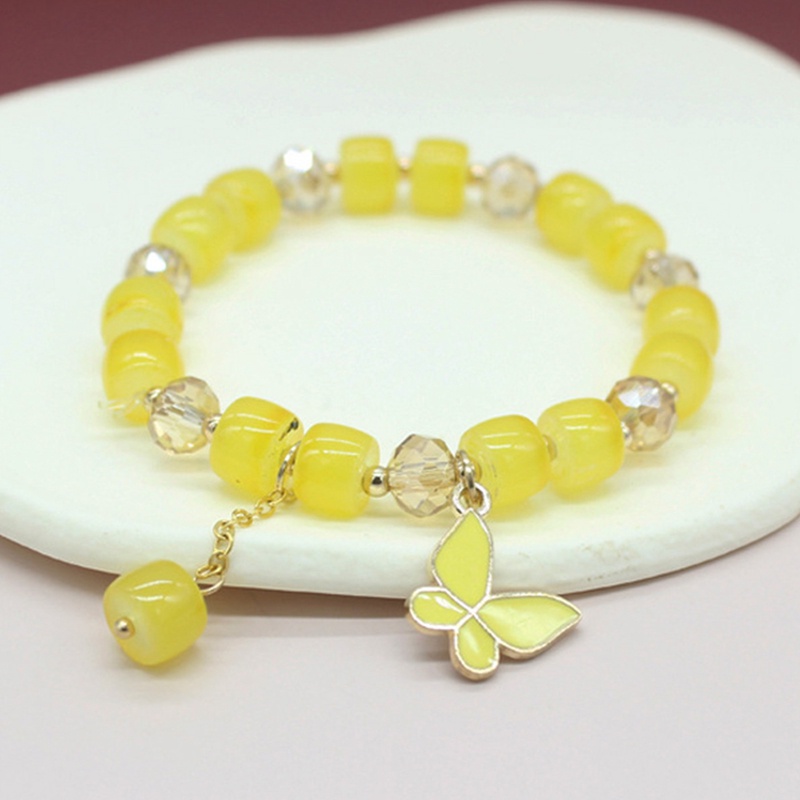 Gelang Tangan Wanita Manik Kristal Berlian DIY Hias Liontin Kupu-Kupu