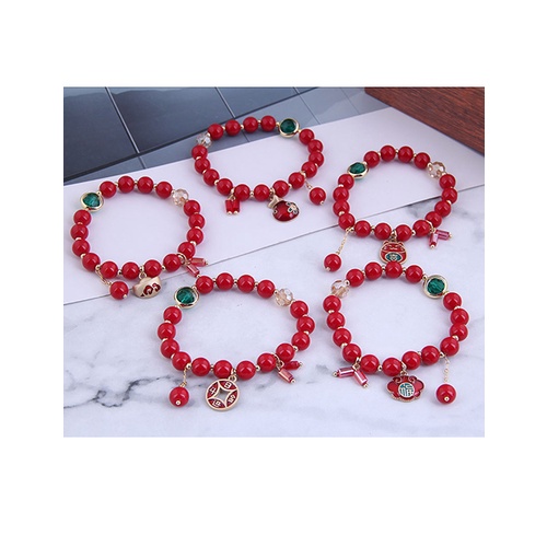 LRC Gelang Tangan Fashion Round Beads Beaded Oil Drip Alloy A6236X