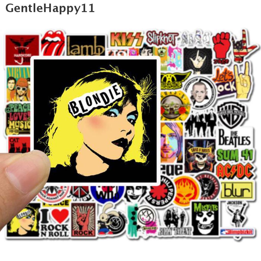 52pcs Stiker Rock and Roll Gaya Hip Hop Punk Untuk Ponsel Laptop Gitar Mobil