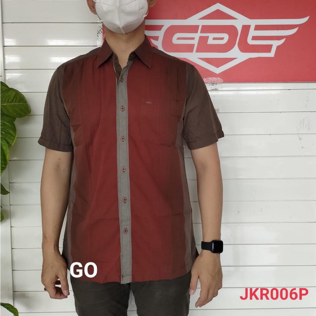 BB CDL By (CARDINAL) Pakaian Pria Kemeja Hem Casual Reguler Lengan Pendek Garis Distro Original
