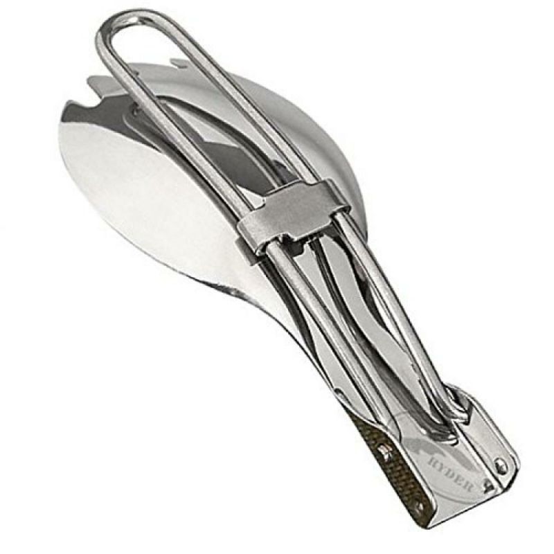 Sendok lipat Stainless Steel Foldable Spoon Fork Sendok Garpu Lipat