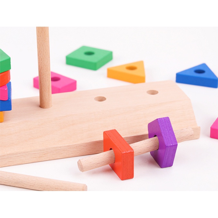 Mainan Edukasi SHAPE &amp; COLOR SORTING PUZZLE / BLOCK MATCHING PUZZLE GAME / Mainan Edukatif Anak Mencocokkan Urutan Bentuk / Mainan Wooden Toys Balok Kayu / Creative Bar Puzzle Shape Sorter / Matching