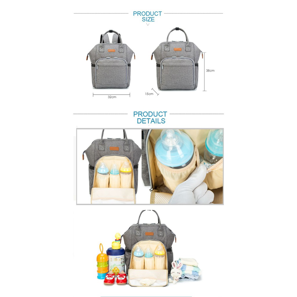 Diaper Bag LillaQ TSL001 Tas susu Waterproof Tas bayi backpack baby