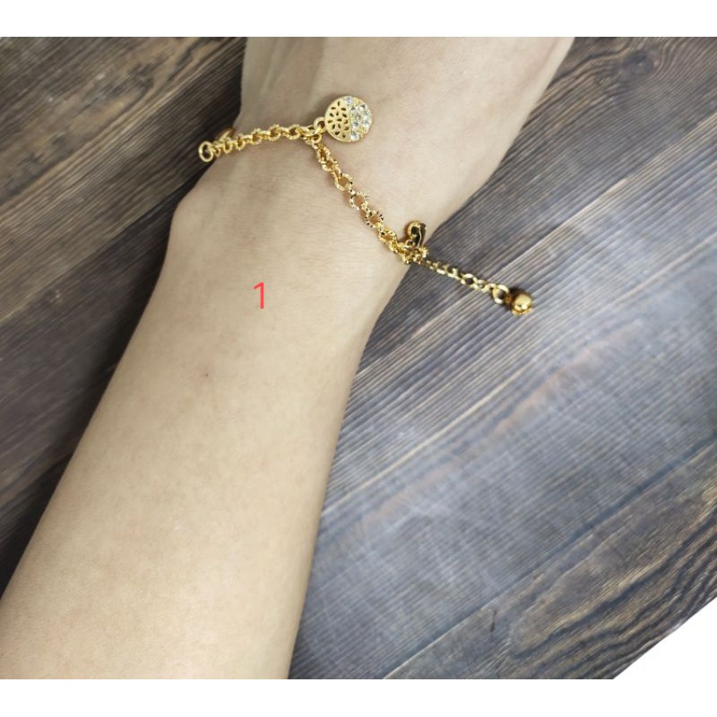 Fifi Fashion Gelang Tangan nori nukir gantung model Eliana Perhiasan Lapis emas (1-7)28#08#