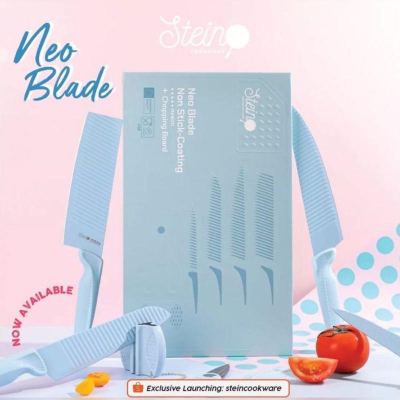 STEIN NEO BLADE PISAU STEINCOOKWARE PISAU NEO STEIN KNIFE set 5 + Free Telnan +Free Knife Sharpener ORI