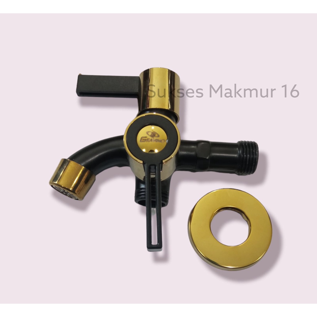 Kran cabang double kran cabang dobel 2 lubang black combi gold black chrome Drad 1/2 Inch | Murah | Shower