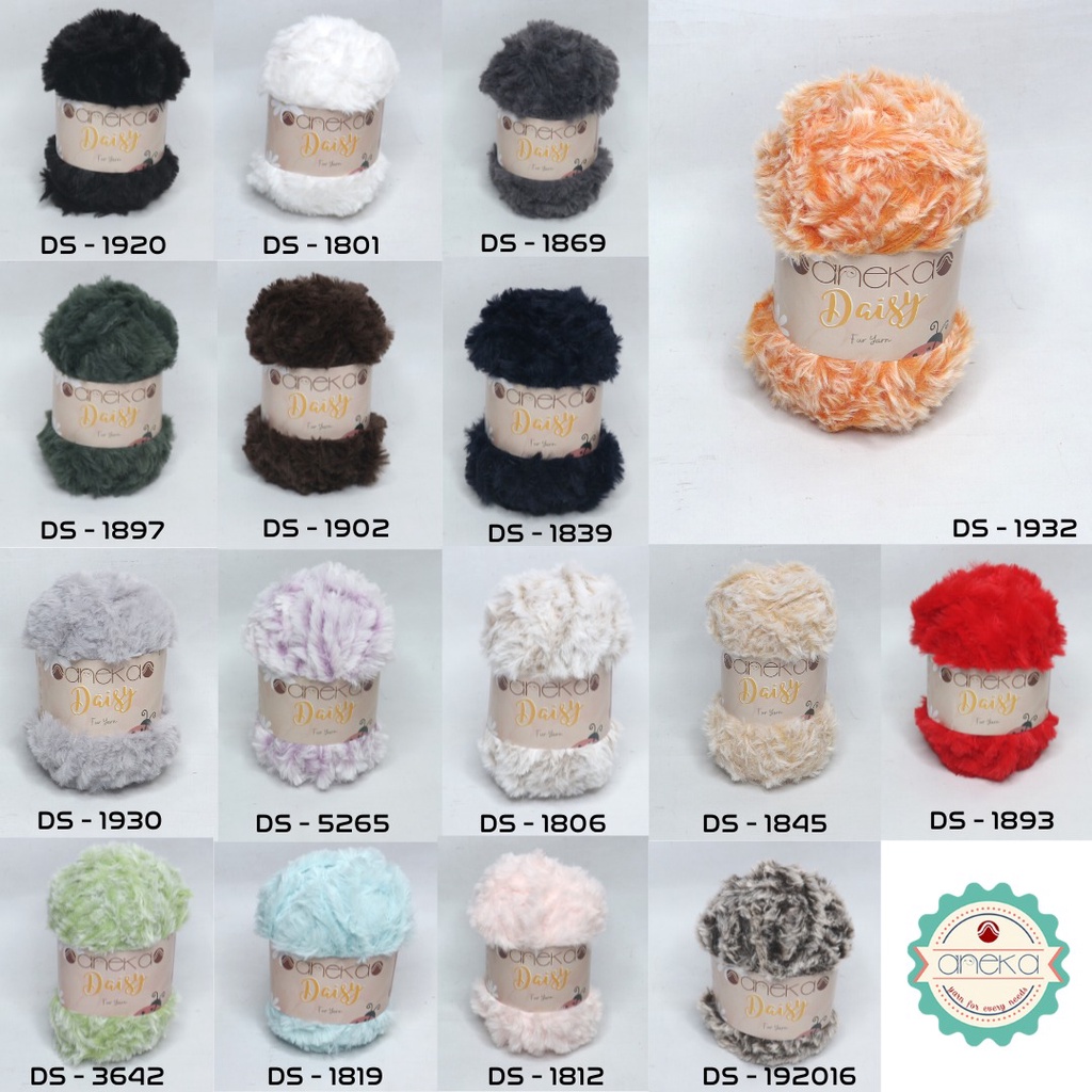 KATALOG - Benang Rajut Daisy / Bulu / Soft Fluffy Faux Fur Yarn - 32 dan 64 m