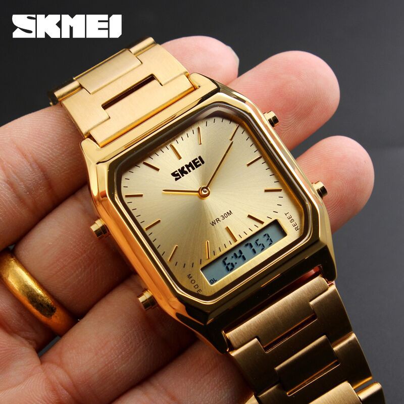 SKMEI Jam Tangan Premiun Digital Analog Pria - DG1220 - Golden