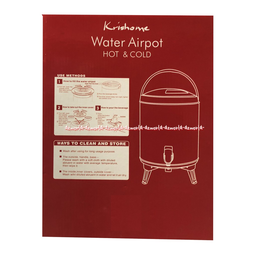 Krishome Water Airpot Hot And Cold 9.5 Liter Termos Air Panas Kapasitas  Tempat Air Minum9.5L