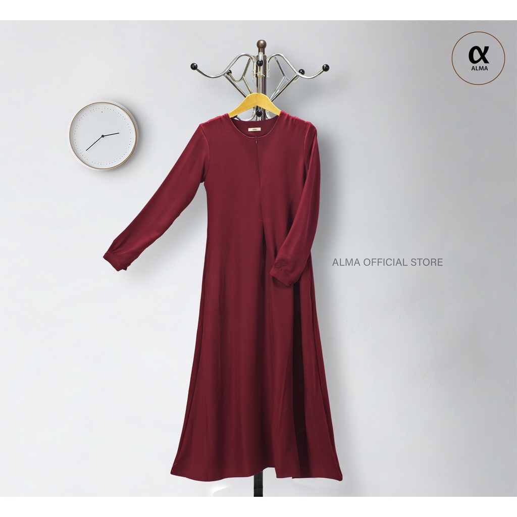 Gamis Polos Syakila Tangan Kancing Simple Size S M L XL XXL Dress Polos Jumbo BIg Size