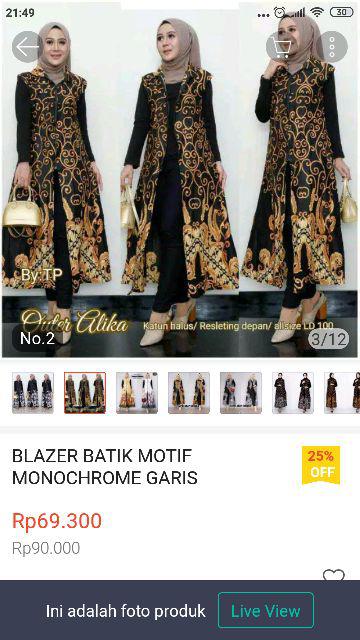 Blazer Batik Motif Monochrome Garis