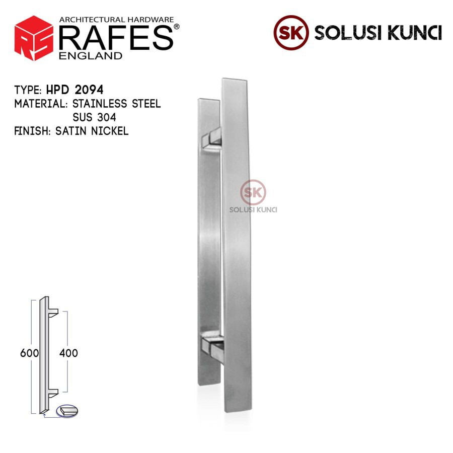 Handle Pintu / Tarikan Pintu Depan RAFES ENGLAND SUS 304 (HPD 2094)