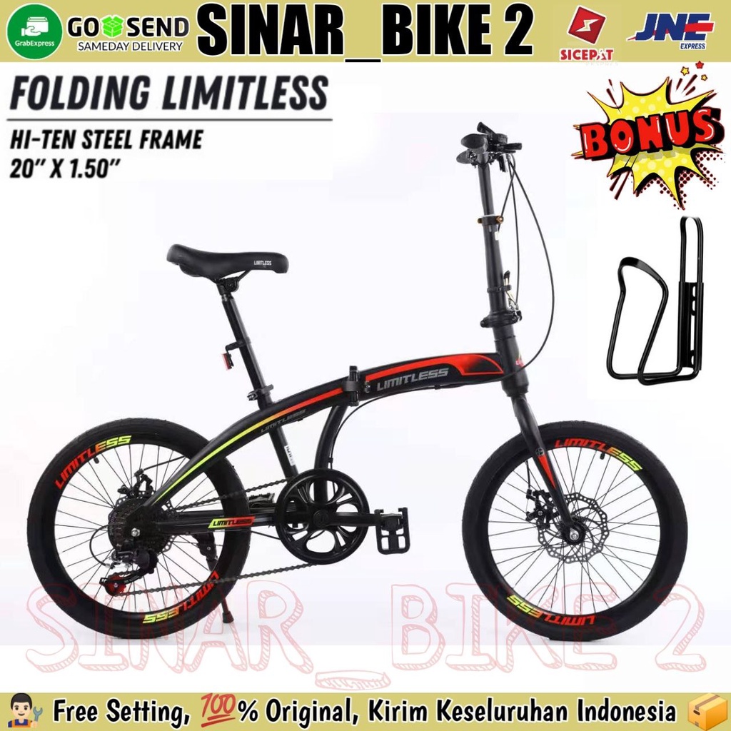 Sepeda Lipat LIMITLESS 20 Inch Rem Cakram Folding Bike