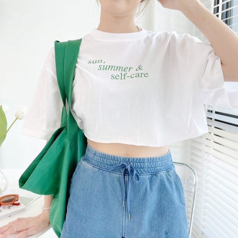 Kaos Wanita Oversize Crop Sun Summer