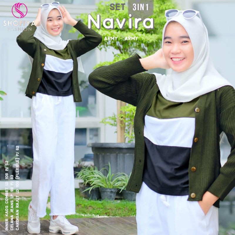 Navira Cardigan Rajut Kaos Celana Setelan Remaja ori Shofiya Solo