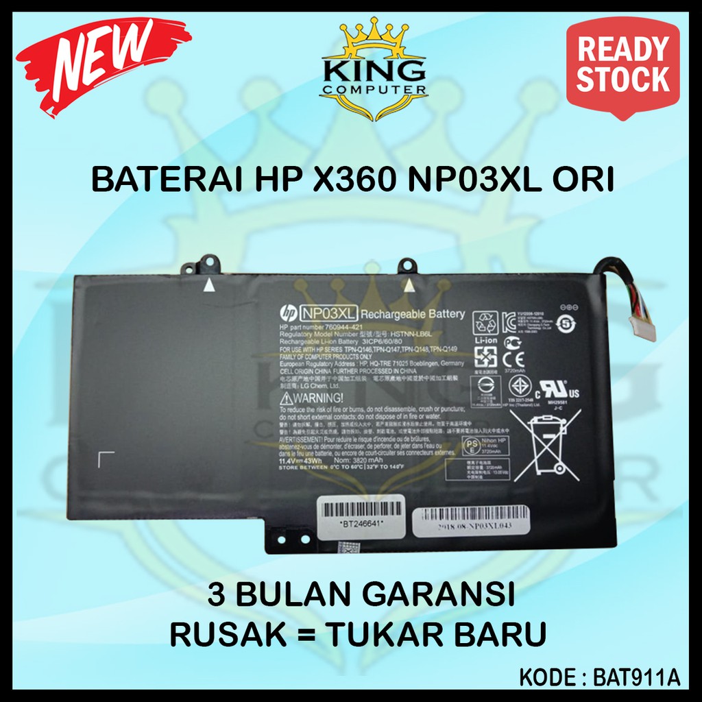 ORIGINAL BATERE BATERAI BATTERY HP Pavilion NP03XL X360 13-A010DX Envy15-U HSTNN-LB6L