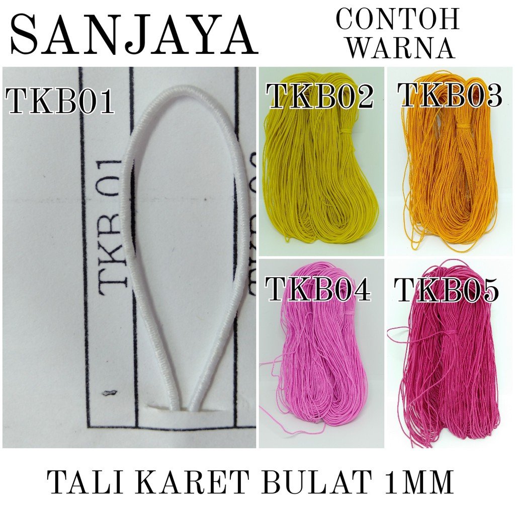 TALI KARET ELASTIS / TALI GELANG KARET / TALI ELASTIS BULAT WARNA WARNI / TALI KARET BULAT 1MM