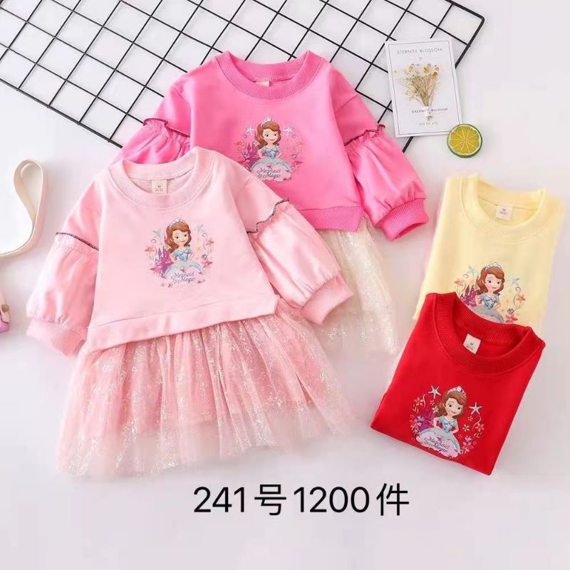 Dress anak lengan balon balon rok tutu import 1-5th