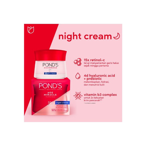 Ponds Age Miracle Night Cream 10 gr/Ponds Age Miracle/Ponds Cream/Ponds Age Miracle Cream/Ponds Pele