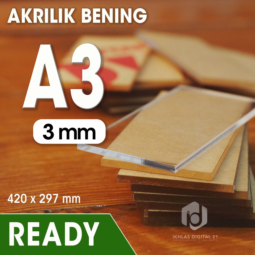 Acrylic / Akrilik Lembaran Uk. A3 Tebal 3mm (BENING)