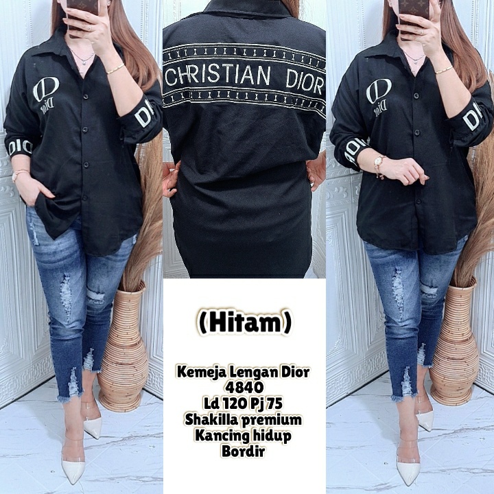 Yoirashoppu 301121 - WF Kemeja Lengan Dior  4840 Coksu/Hitam/Putih Detail di pict