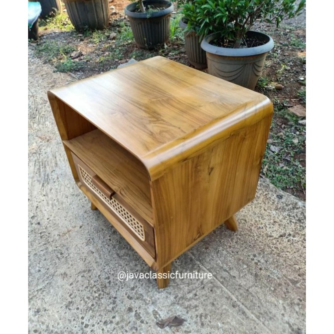 NAKAS RETRO LACI MINIMALIS KOMBINASI ROTAN BAHAN KAYU JATI FINISHING NATURAL-2