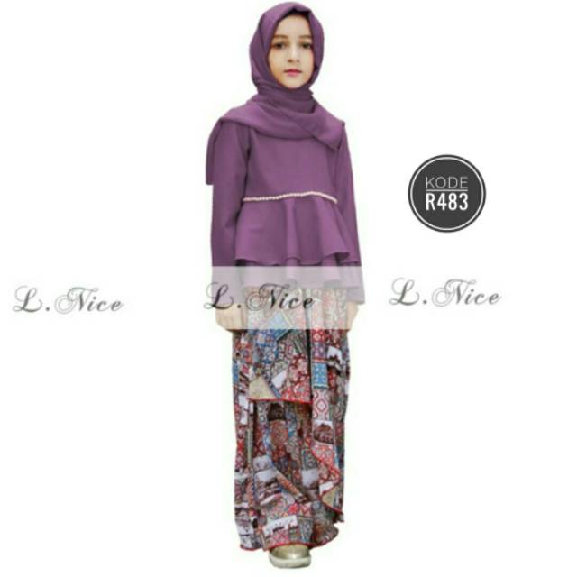 R483 L Nice Baju Muslim Import Anak Perempuan