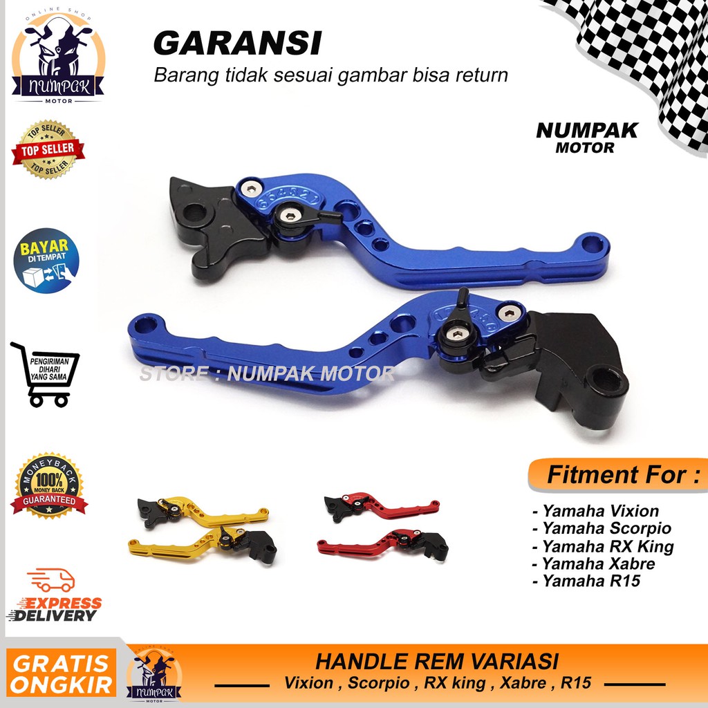 Handle REM & KOPLING Stelan Variasi Motor FULL CNC Yamaha Vixion Old New RX King-Biru