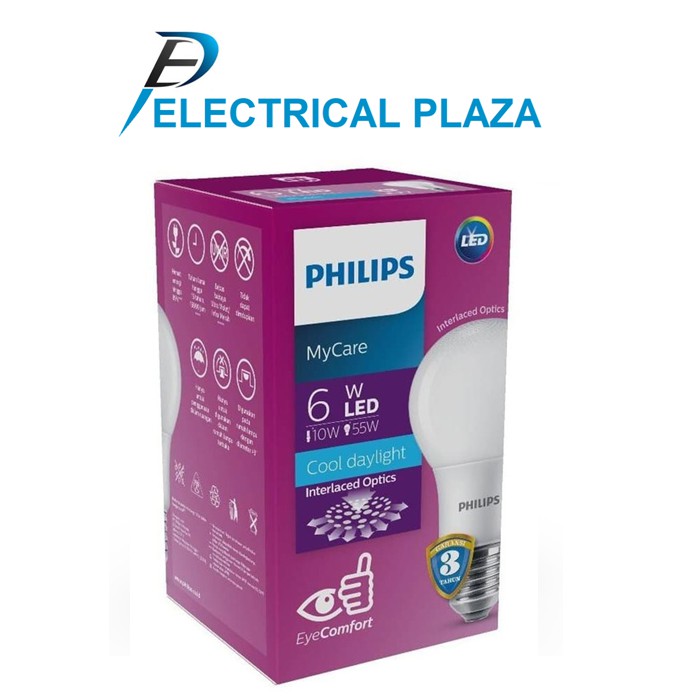 Philips LED Bulb MyCare 6W Putih Cool Daylight 6500K Lampu LEDBulb 6 W Watt 6Watt Original Garansi