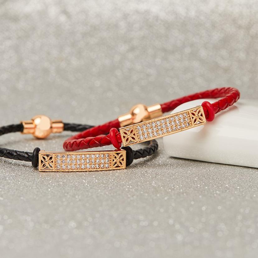 ◌ Y292 Gelang Tali Wanita Lapis Emas Gelang Liontin Charm Tali Kulit Busana Gelang Aksesoris Wanita 