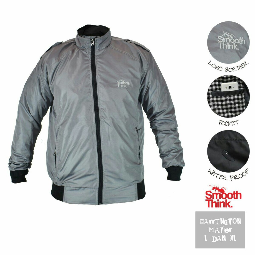 Jaket Harrington Pria Smooth Think waterproof - Merah Marun Size L dan XL