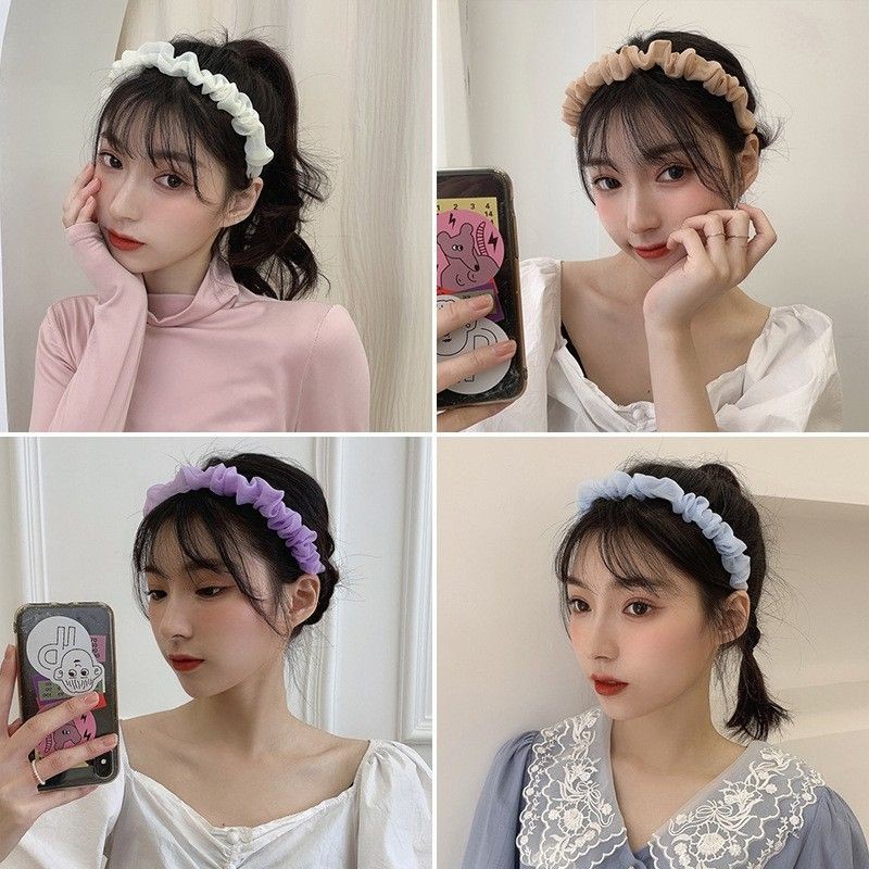 Bando Scrunchie Serut Bahan Sifon Hycon Gaya Korea Korean Headband Bandana