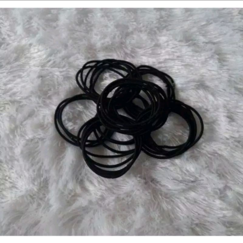 KARET GELANG HITAM POLOS KOREA 10PCS