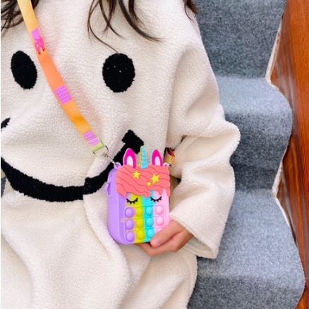 Tas Selempang Anak Kecil Paud Kuda Poni Perempuan Cewek Unicorn Pop It  Lucu karakter Kekinian Mini 