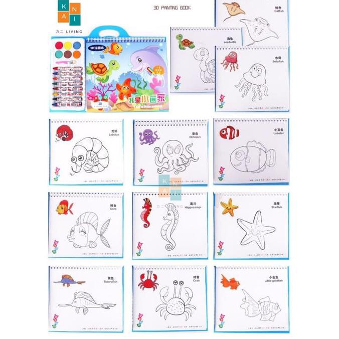 

Jualan Buku Gambar Anak Crayon Set Cat Air Kuas Drawing Book Animal Sea Life - Random Berkualitas