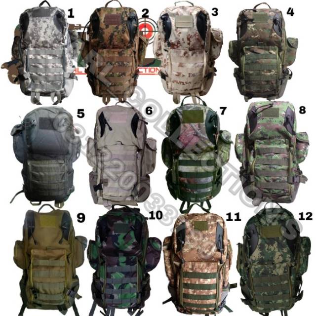 Tas gendong loreng army / tas ransel loreng model hiu / tas lima sebelas tactical airsoft outdoor