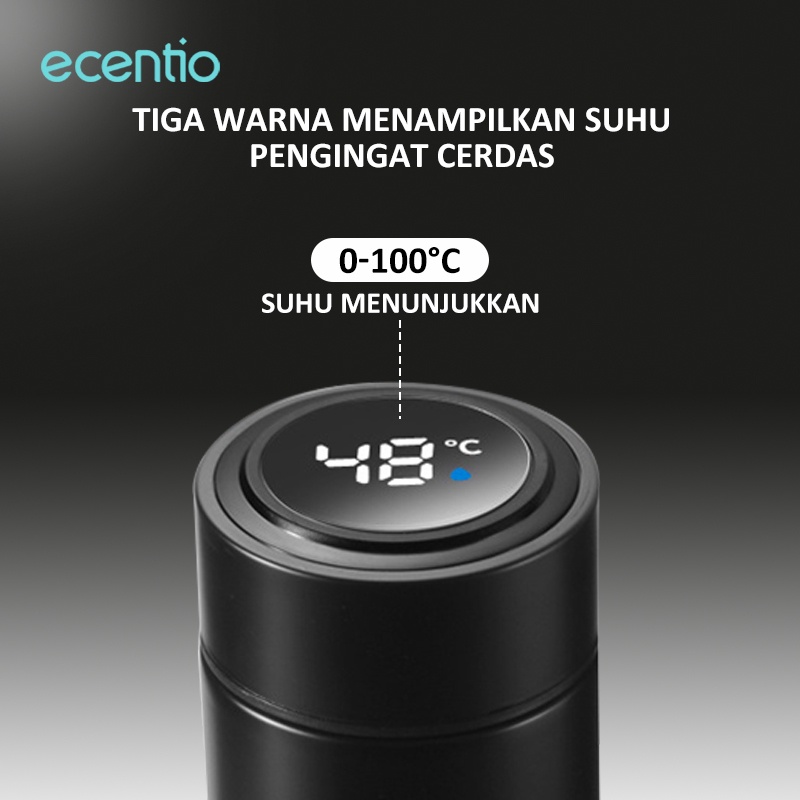 ecentio Termos Air Panas Mini LED Digital Anti Tumpah Tumbler 304 Stainless Botol Minum Botol Air Panas Dan Dingin 500ml