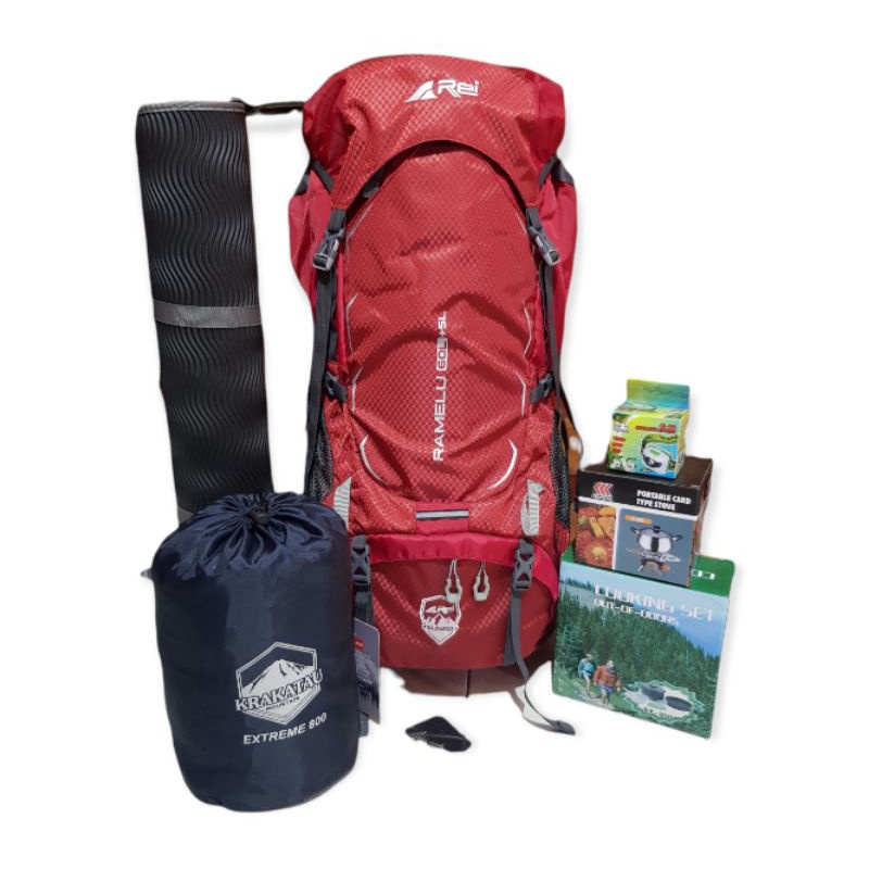 Paket lengkap Carrier 60l / Tas Carrier Rei Ramelu Original