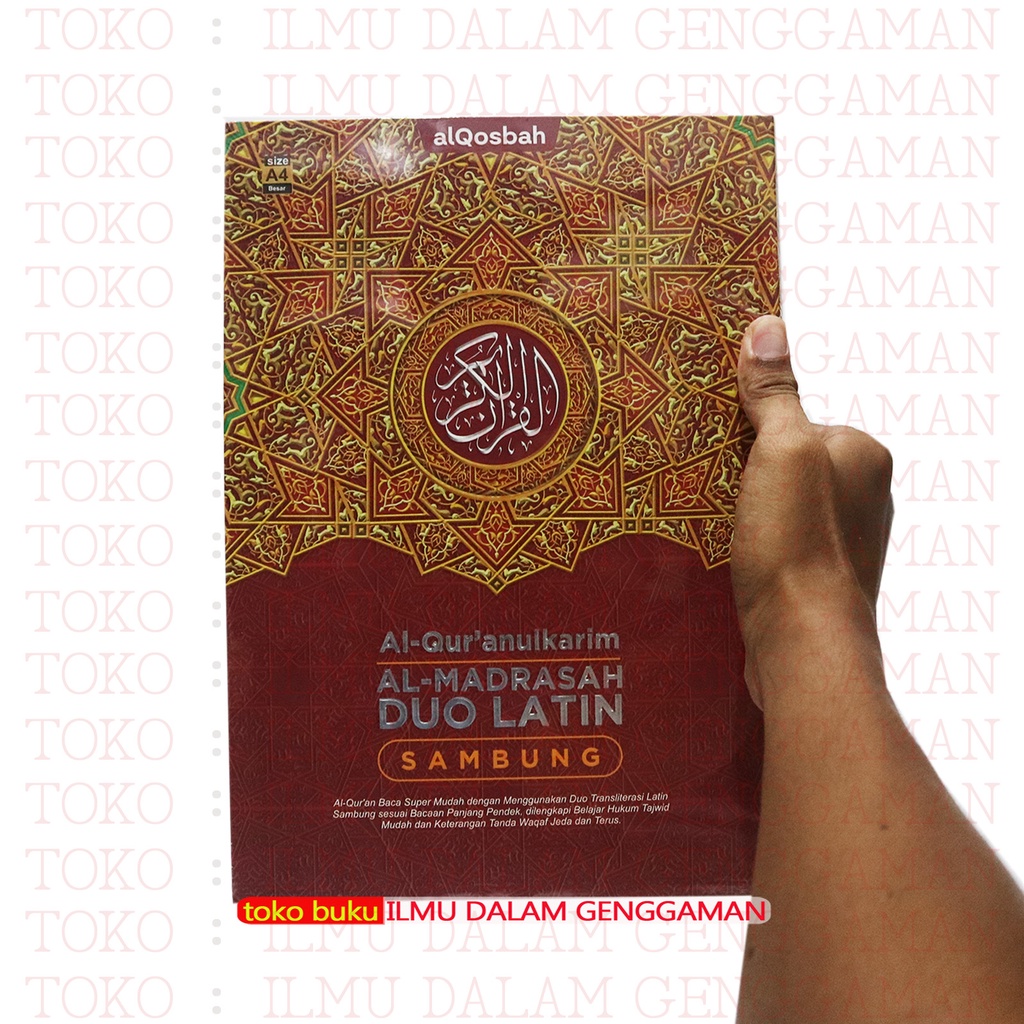 BISA CETAK NAMA - MERAH - Al Quran Duo Latin Sambung Besar Jumbo A4 Al-Madrasah Duo Latin Sambung - 