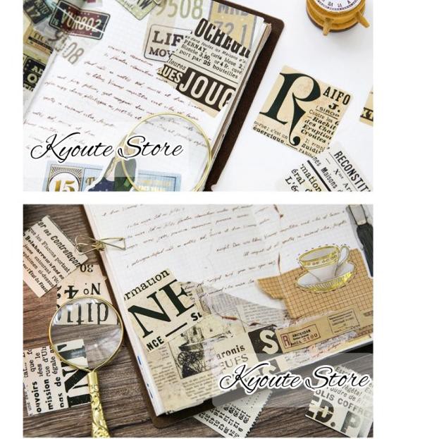 

SUPER!!-605 45 pcs Sticker Retro English Newspaper Vintage Scrapbook DIY Bujo HP